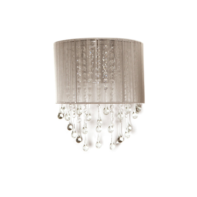 Taupe Silk String Sconce with Crystals