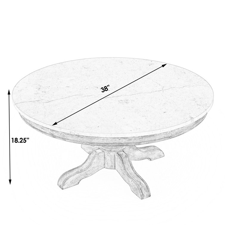 Ivory Marble Top Black Pedestal Coffee Table