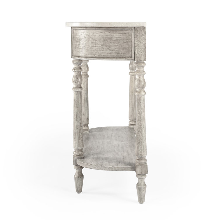 Aberdale Demilune Console Table with Storage in Umber and Marble