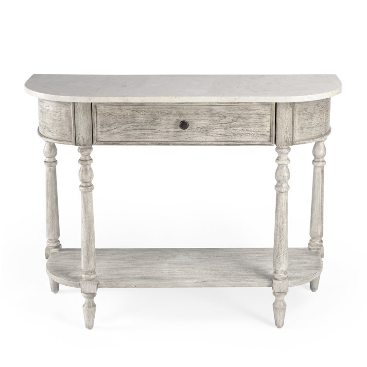 Aberdale Demilune Console Table with Storage in Umber and Marble