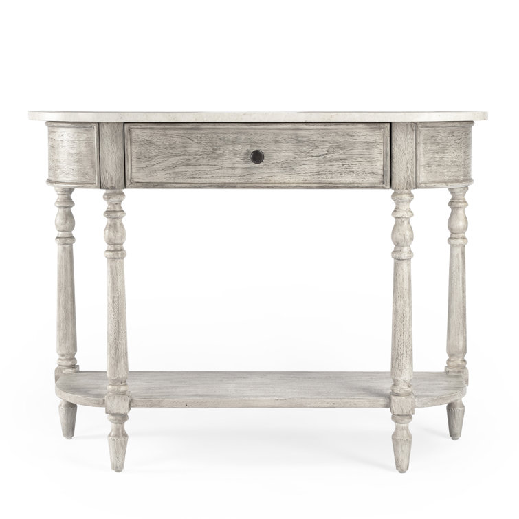 Aberdale Demilune Console Table with Storage in Umber and Marble