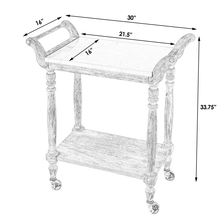 Sandalwood Beige Marble Top Bar Cart with Storage