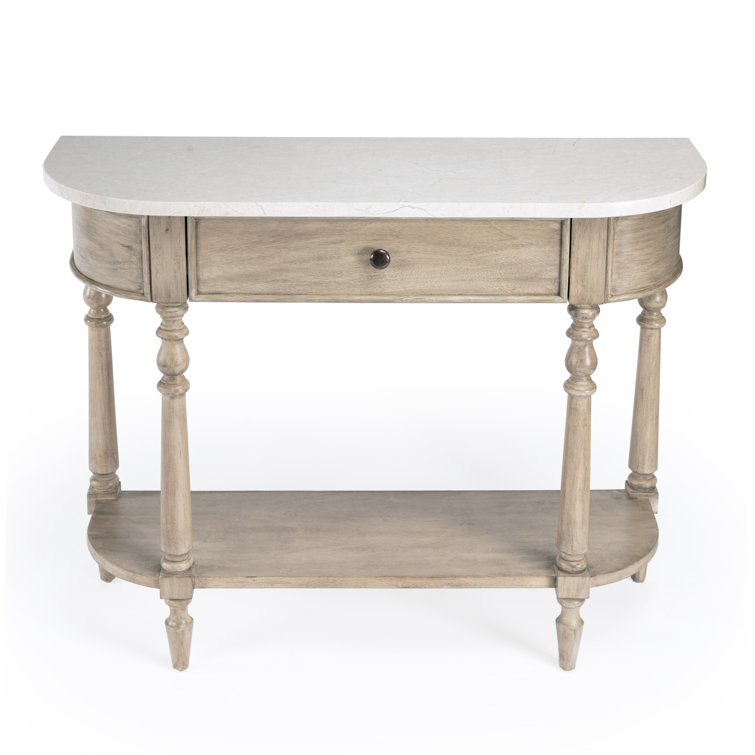 Umber Elegance Marble-Top Console Table with Storage