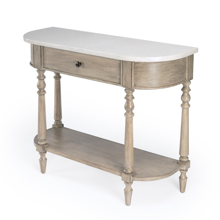 Umber Elegance Marble-Top Console Table with Storage