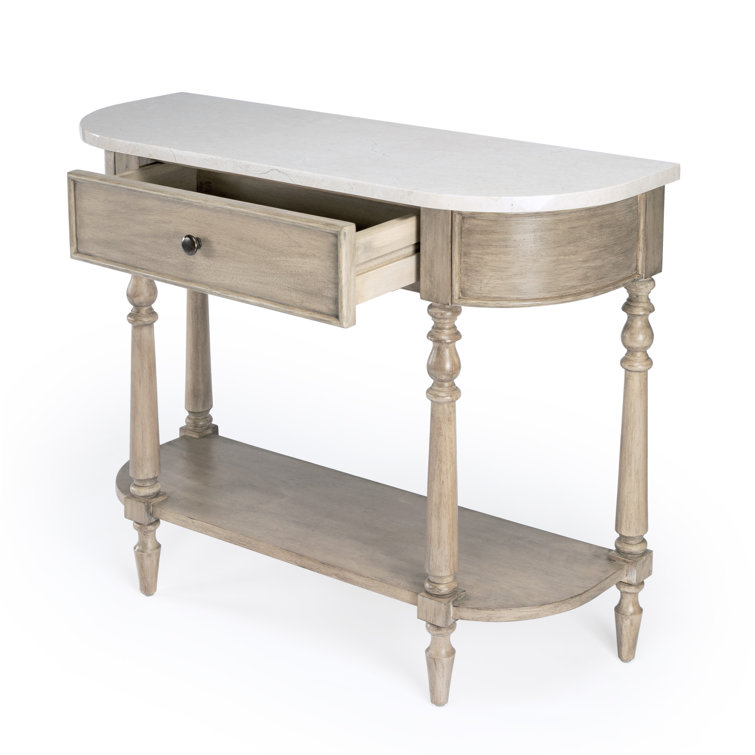 Umber Elegance Marble-Top Console Table with Storage