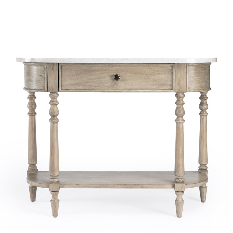 Umber Elegance Marble-Top Console Table with Storage