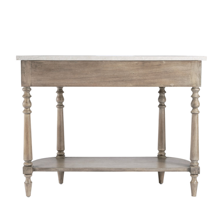 Umber Elegance Marble-Top Console Table with Storage
