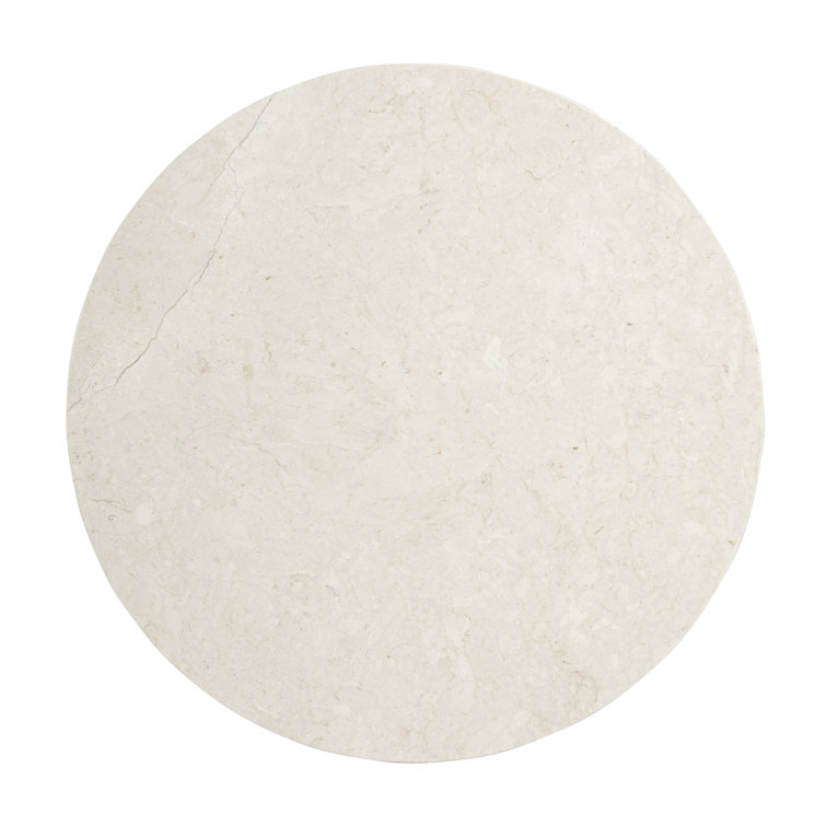 Rustic Gray Round Marble Top Pedestal End Table