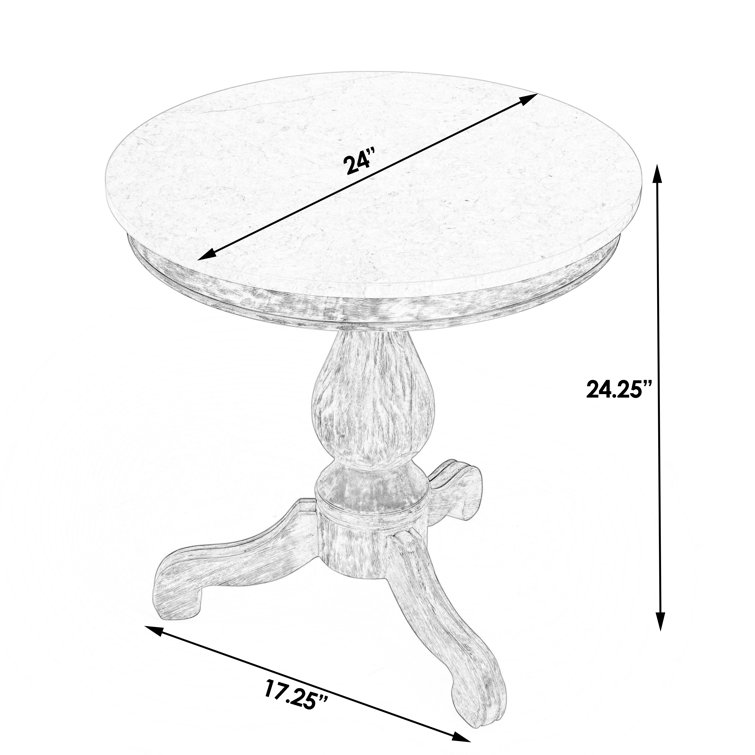 Rustic Gray Round Marble Top Pedestal End Table