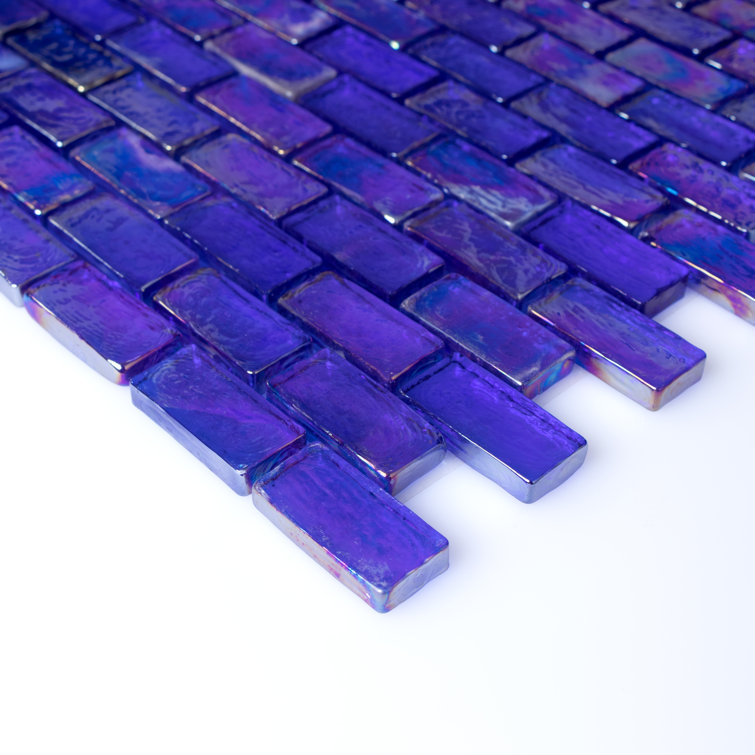 Deep Blue Iridescent Glass Mosaic Wall Tile