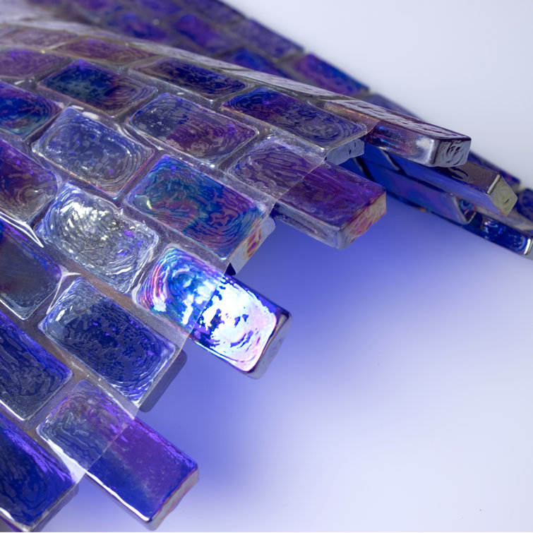 Deep Blue Iridescent Glass Mosaic Wall Tile