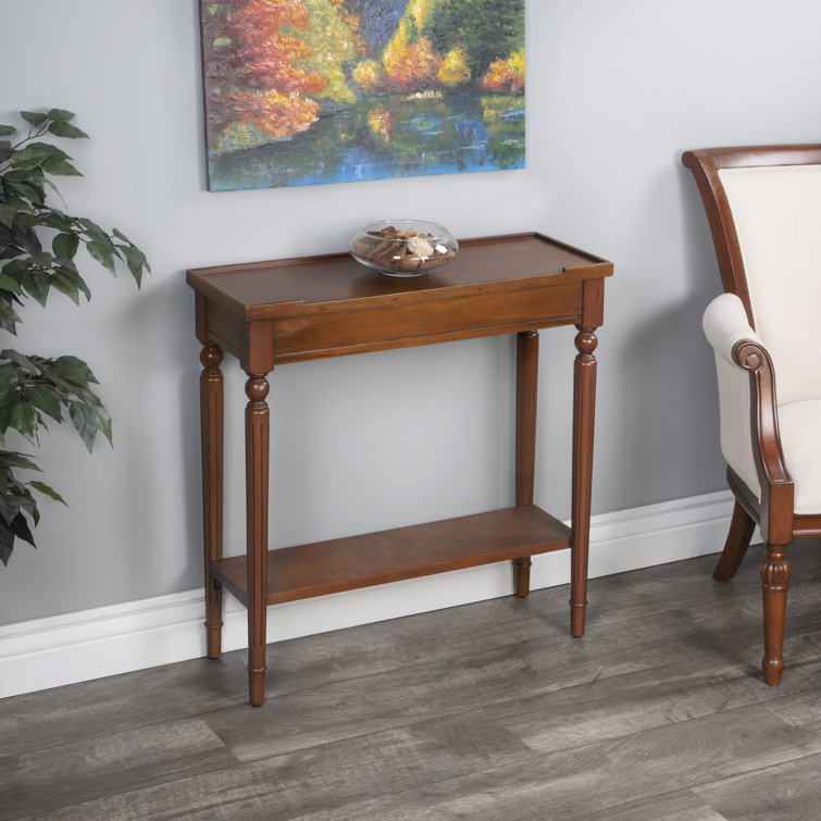Plantation Cherry Solid Wood Console Table with Storage Shelf