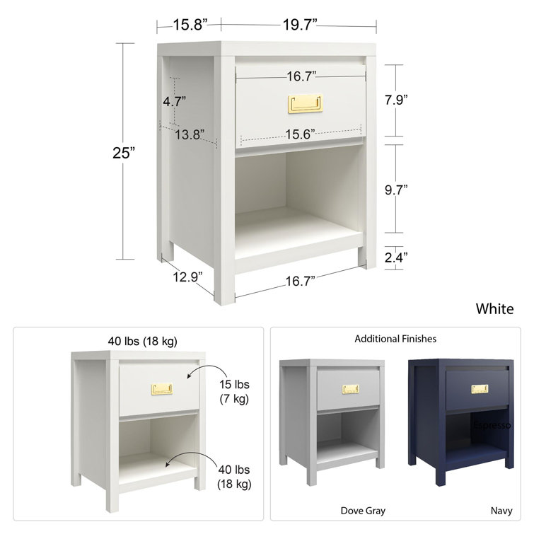 Monarch Hill Haven Dove Gray 1 Drawer Kids' Nightstand