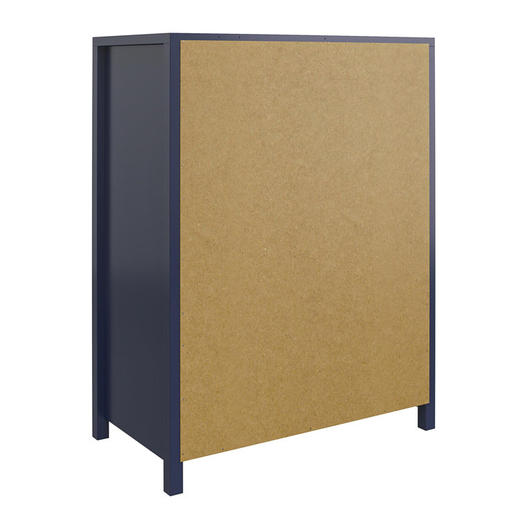 Navy and Gold 5-Drawer Campaign Style Dresser