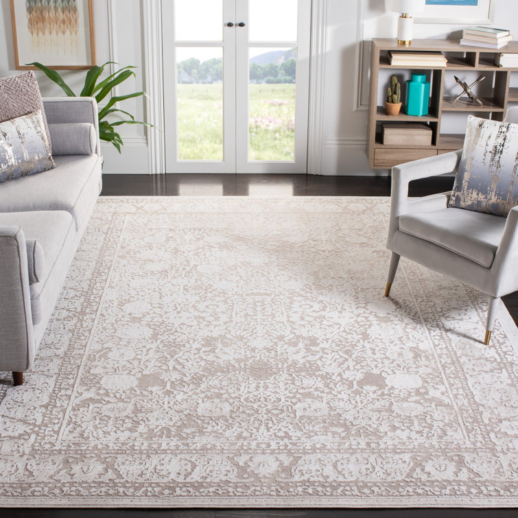 Calidi Beige and Cream 9' x 12' Oriental Synthetic Area Rug