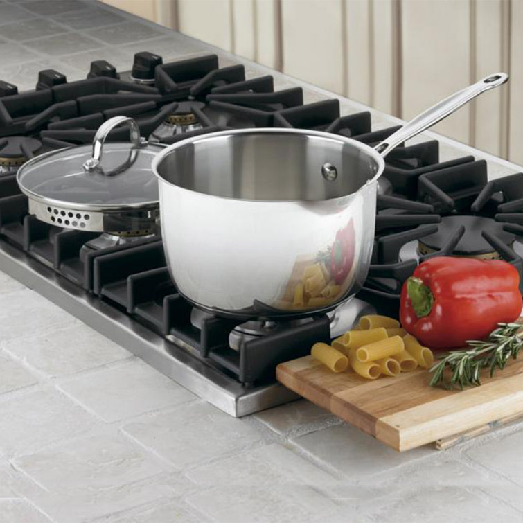 Stainless Steel 3-Quart Saucepan with Pour Spout and Lid