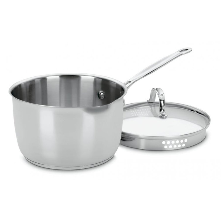 Stainless Steel 3-Quart Saucepan with Pour Spout and Lid