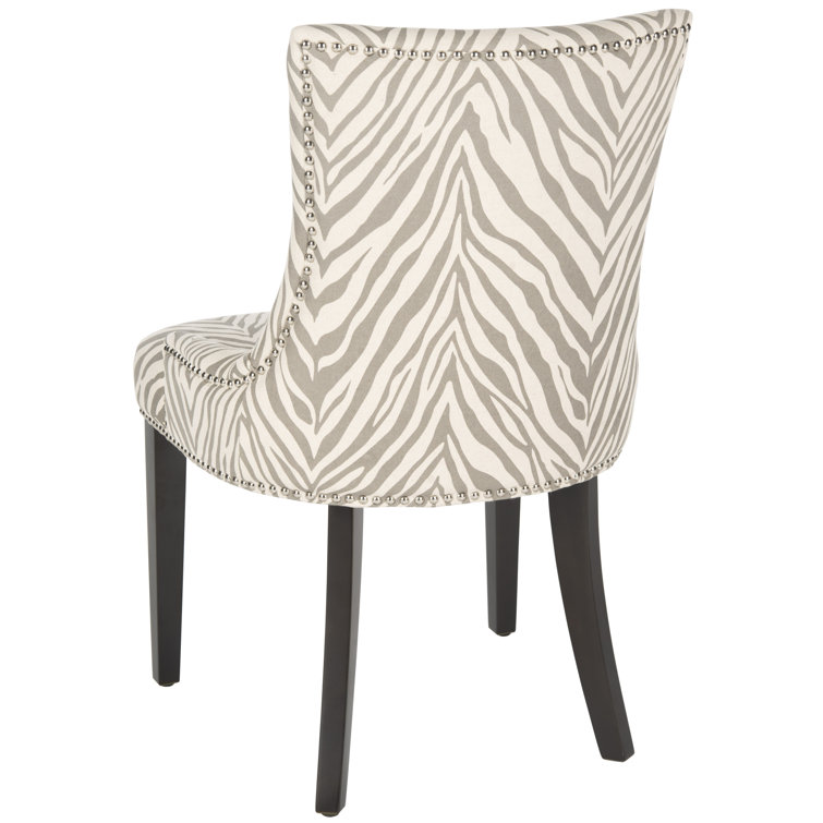 Lester Gray Zebra Linen Parsons Dining Chairs Set of 2
