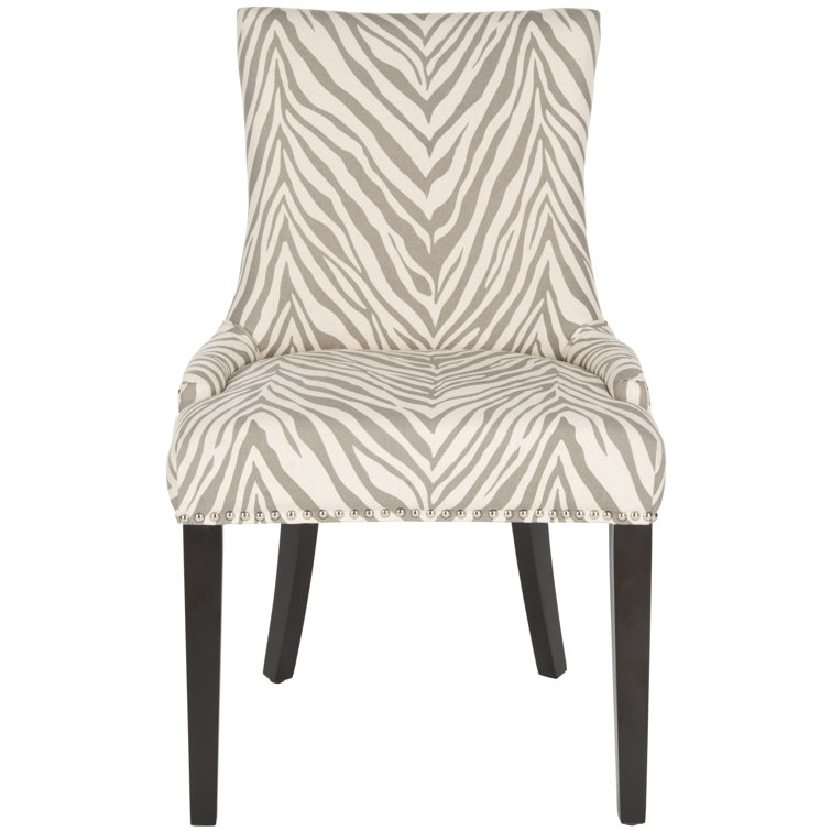 Lester Gray Zebra Linen Parsons Dining Chairs Set of 2