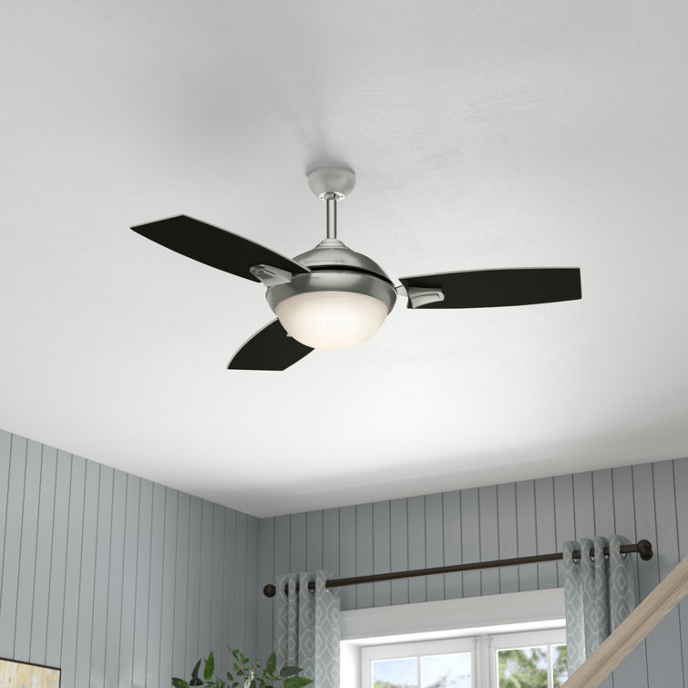44" Satin Nickel Modern Ceiling Fan with LED Light and Remote