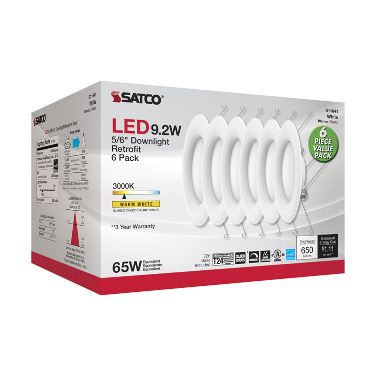 White 5-6 Inch LED Retrofit Recessed Lighting Kit, 6-Pack