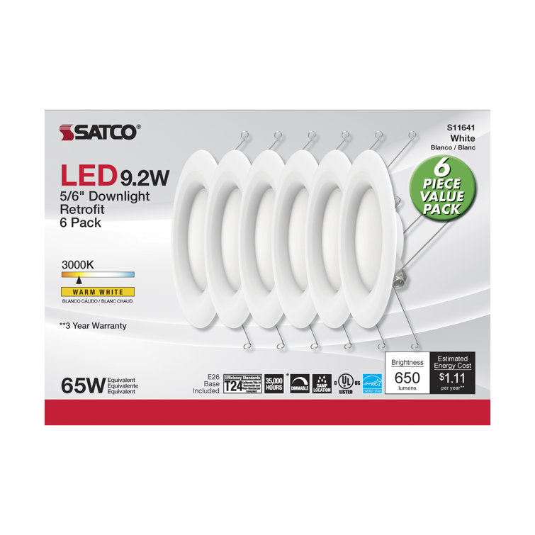 White 5-6 Inch LED Retrofit Recessed Lighting Kit, 6-Pack
