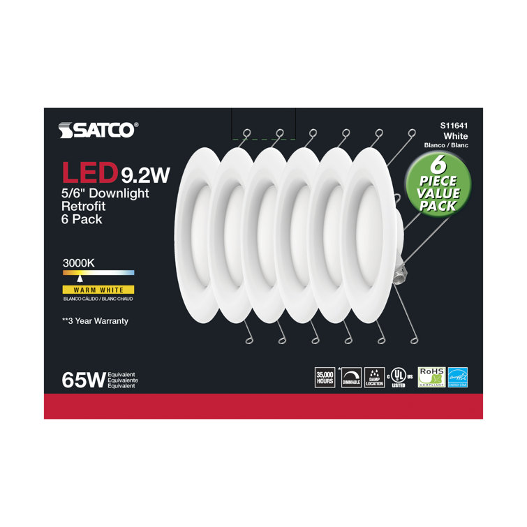 White 5-6 Inch LED Retrofit Recessed Lighting Kit, 6-Pack