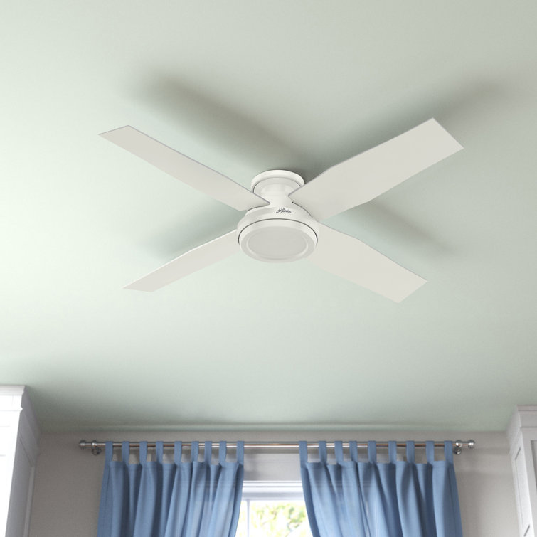 Dempsey 52" Fresh White Low Profile Ceiling Fan with Remote & Lighting