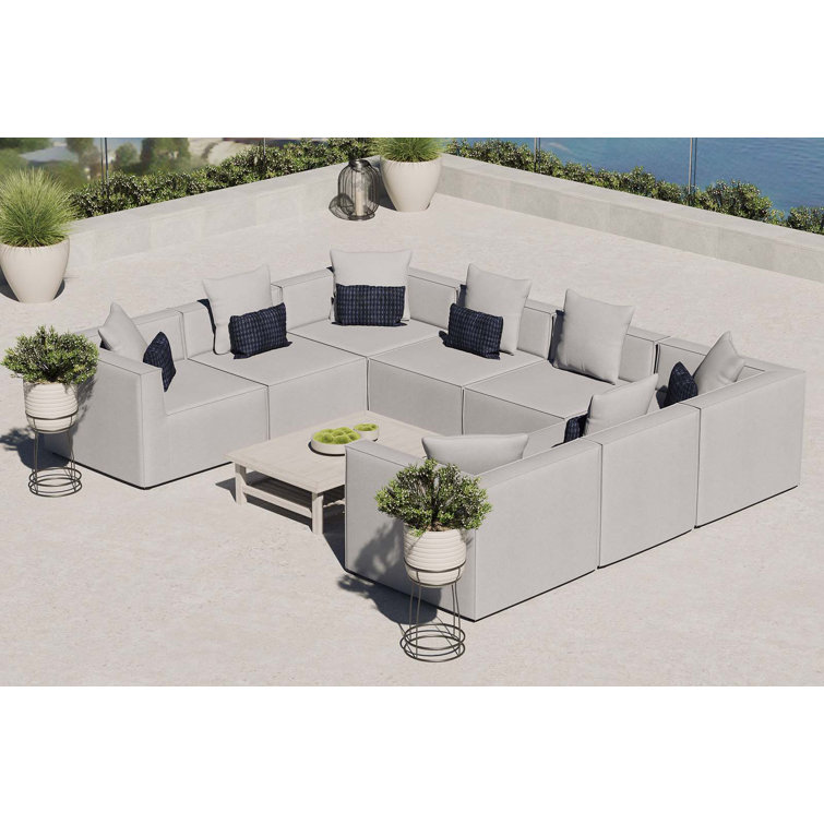 Gray Aluminum 8-Piece Outdoor Patio Sectional Sofa Set