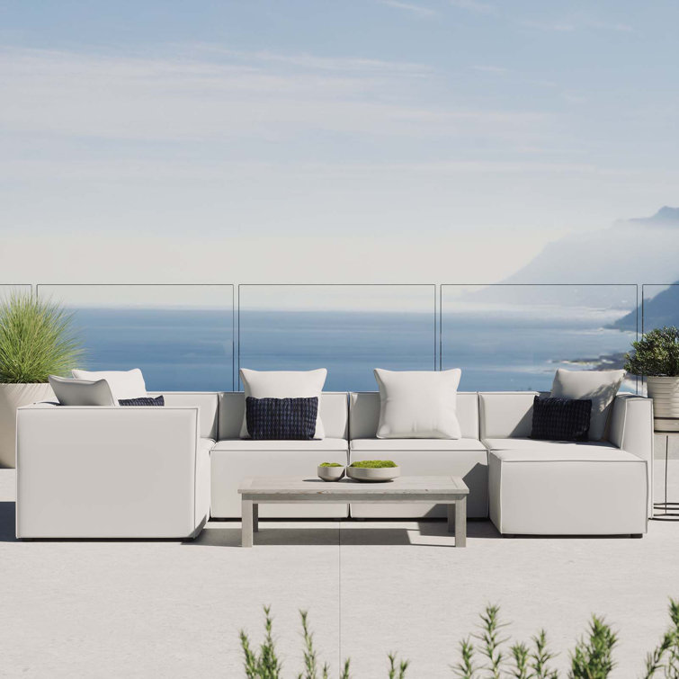 Saybrook White Aluminum 6-Piece Outdoor Sectional Sofa