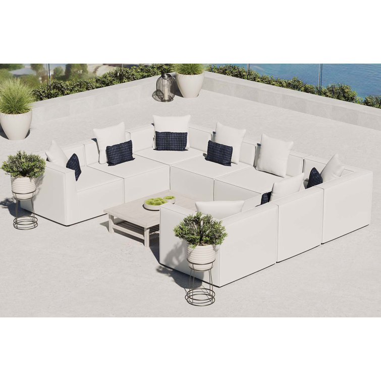 Saybrook White Aluminum 8-Piece Outdoor Sectional Sofa