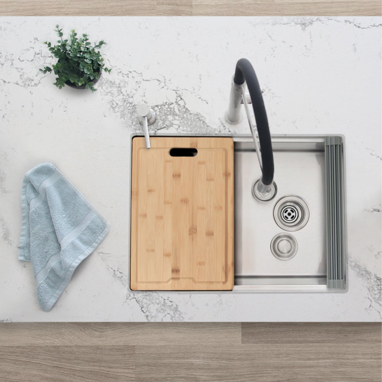 25'' Stainless Steel Single Bowl Undermount Kitchen Sink with Accessories