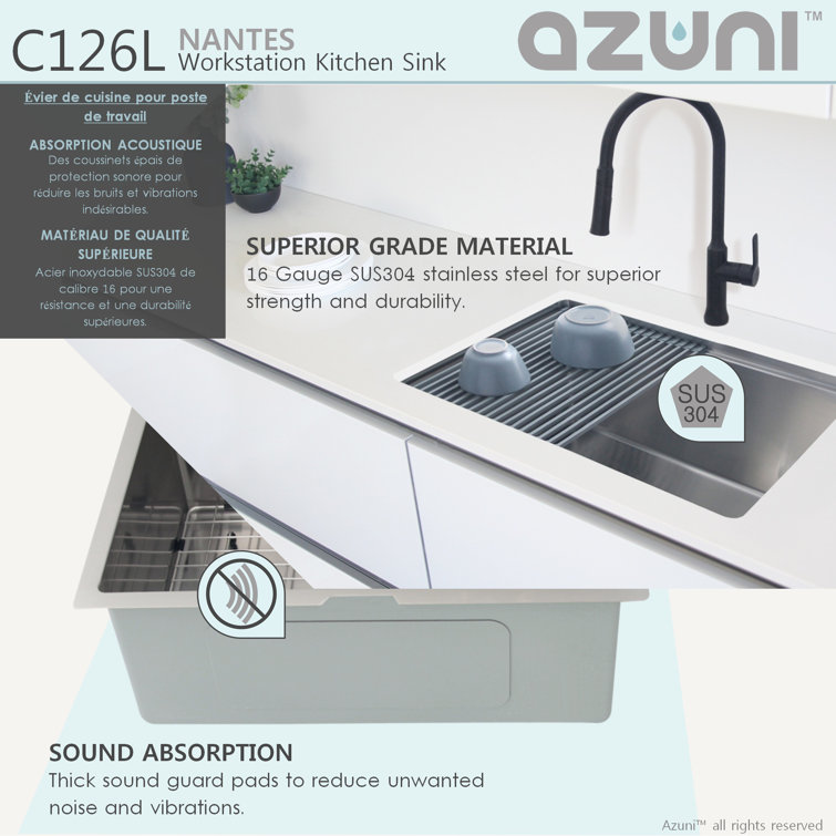 25'' Stainless Steel Single Bowl Undermount Kitchen Sink with Accessories