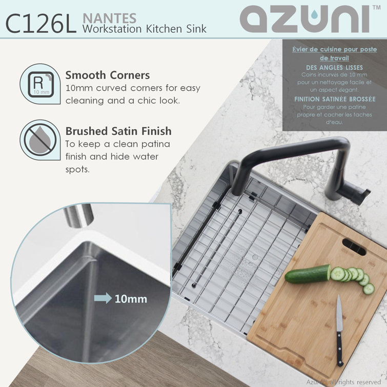 25'' Stainless Steel Single Bowl Undermount Kitchen Sink with Accessories