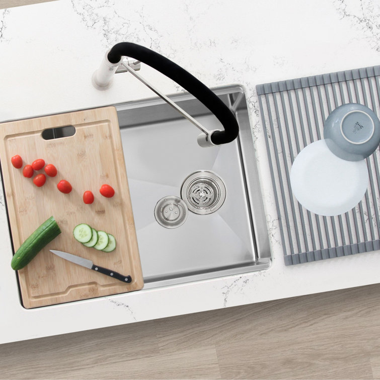 25'' Stainless Steel Single Bowl Undermount Kitchen Sink with Accessories