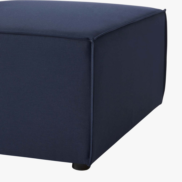 Navy Upholstered Three-Seat Outdoor Sectional Sofa with Metal Frame