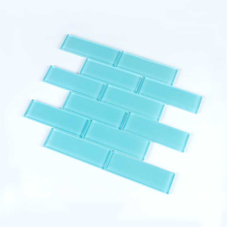 Aqua Blue 2" x 6" Polished Glass Subway Tile