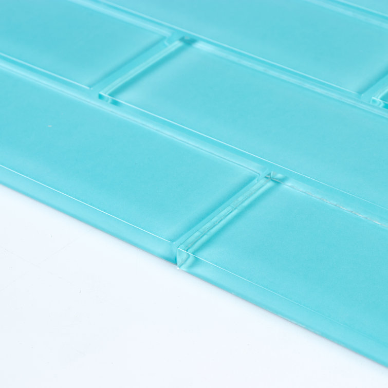Aqua Blue 2" x 6" Polished Glass Subway Tile