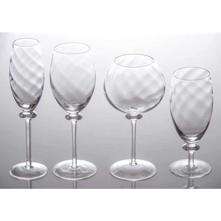 Romanza 24oz Clear Etched Crystal Wine Glass Set