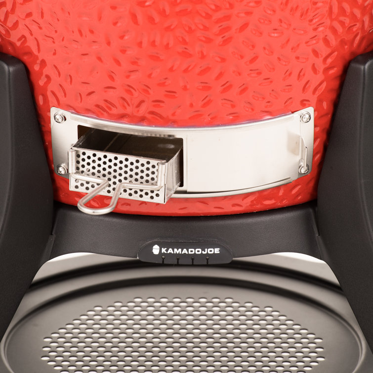 Classic Red 18-inch Ceramic Charcoal Grill with Cart and Shelves