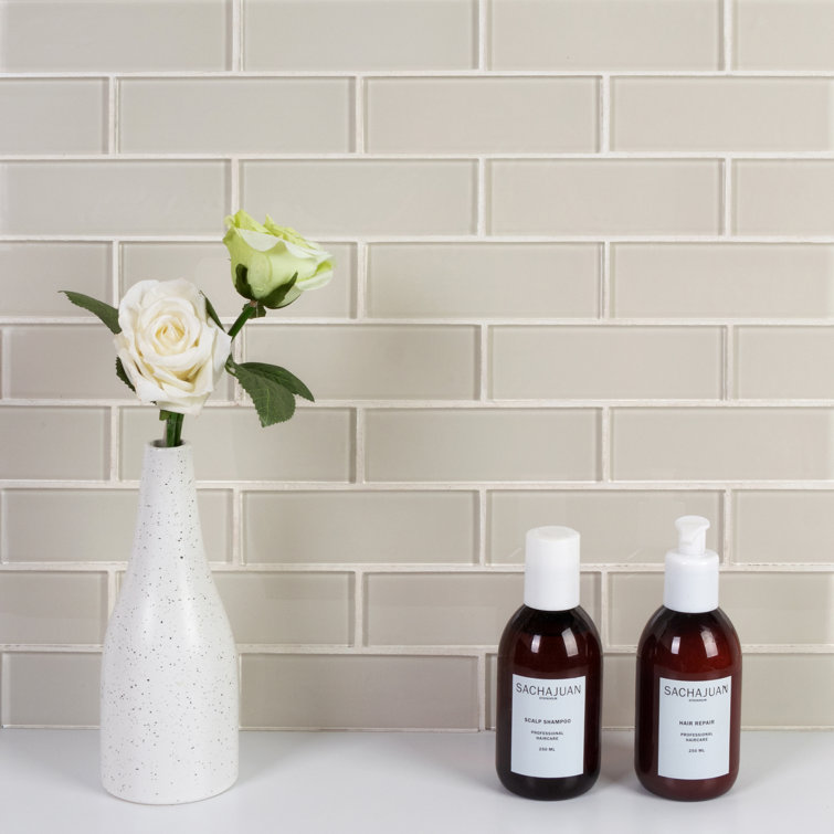 Ivory 2" x 6" Polished Glass Subway Tile