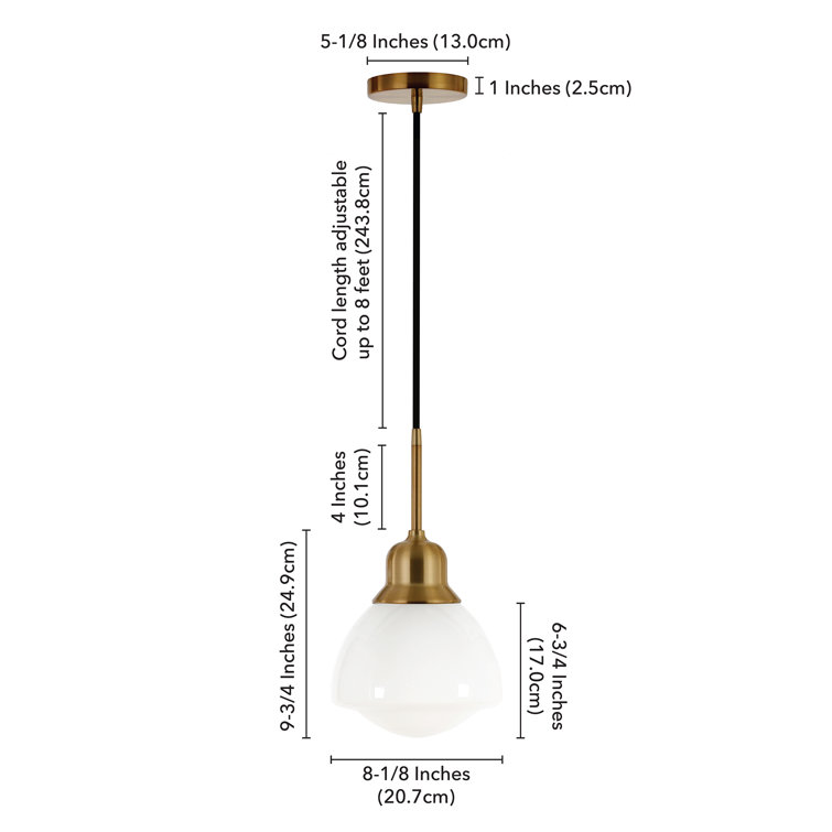 Contemporary Brass and Glass Globe Pendant Light