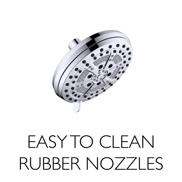 Mills Modern 7-inch Chrome 6-Function Wall Mounted Shower Head