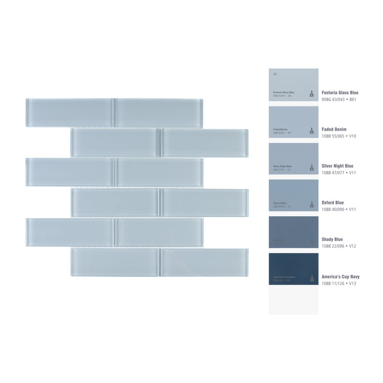 Moonlight Gray 2" x 6" Polished Glass Subway Tile