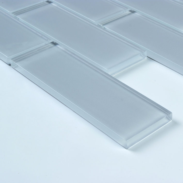 Moonlight Gray 2" x 6" Polished Glass Subway Tile