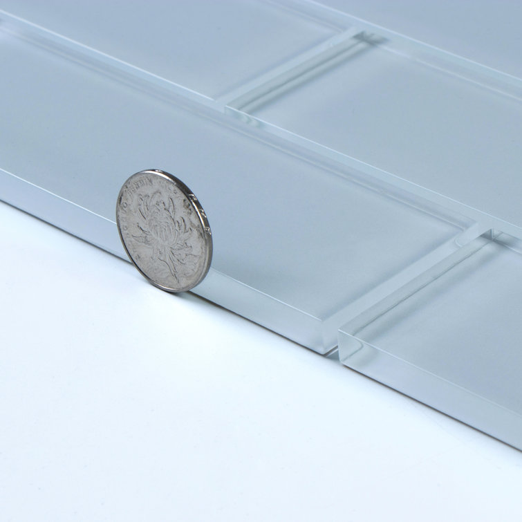 Moonlight Gray 2" x 6" Polished Glass Subway Tile
