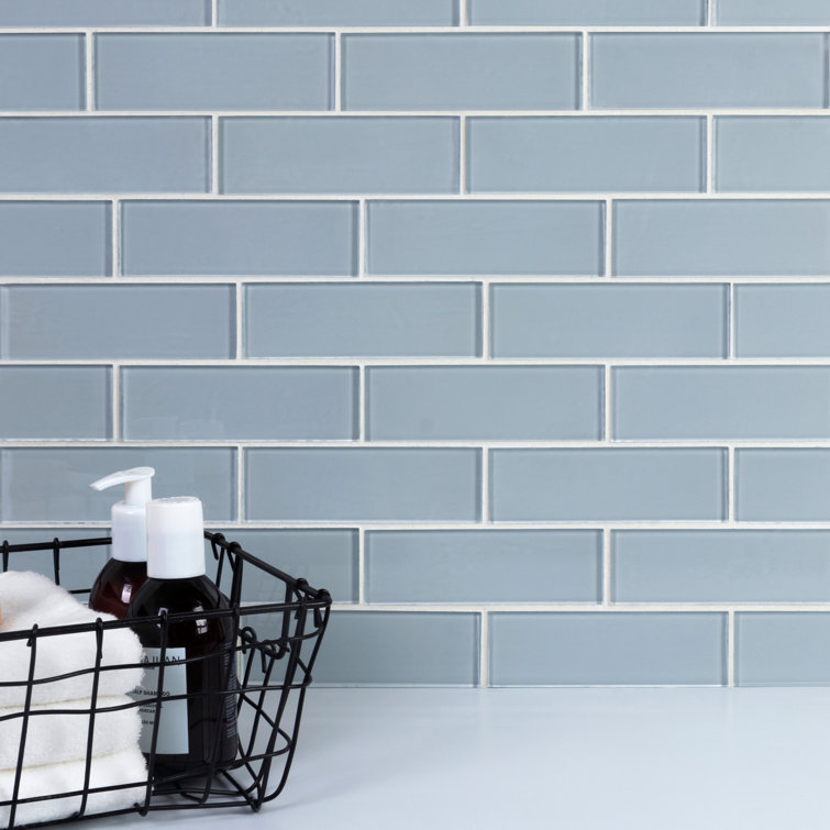 Moonlight Gray 2" x 6" Polished Glass Subway Tile