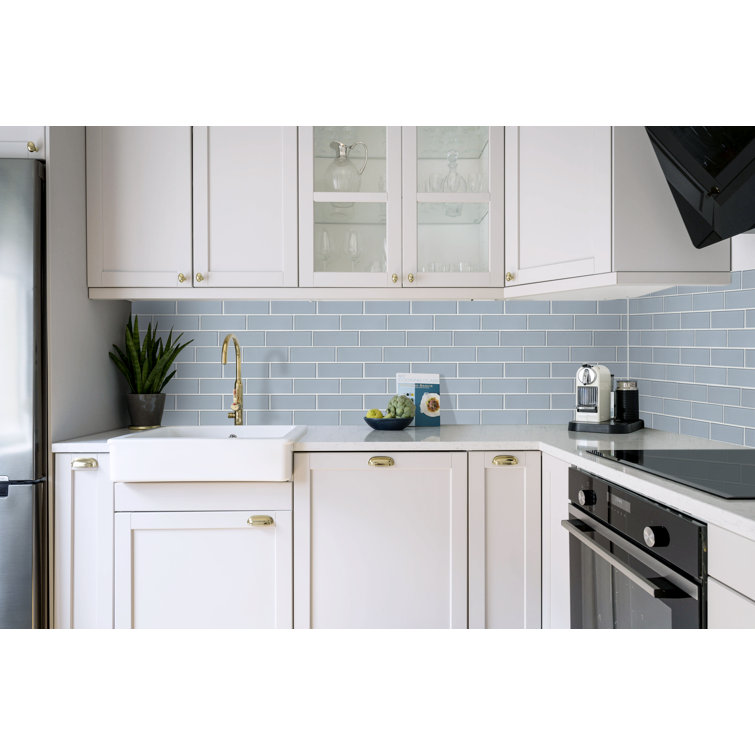 Moonlight Gray 2" x 6" Polished Glass Subway Tile