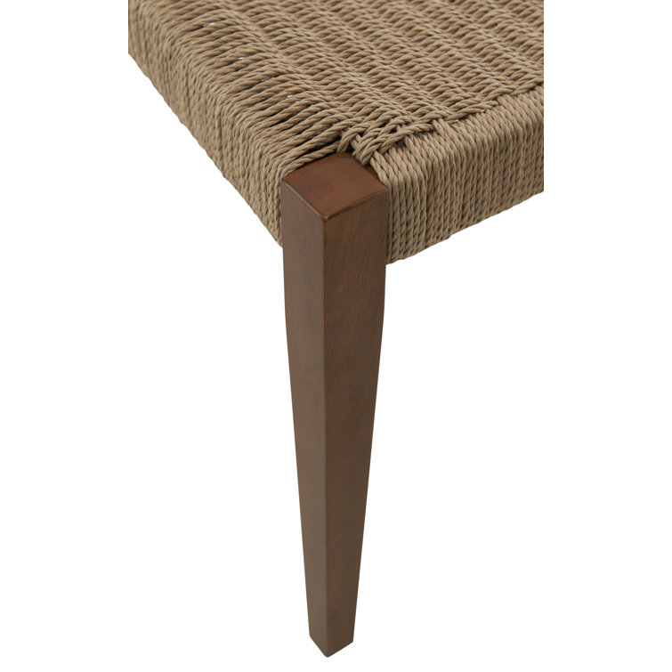 Midcentury Modern Brown Dining Chair with Woven Rope Seat