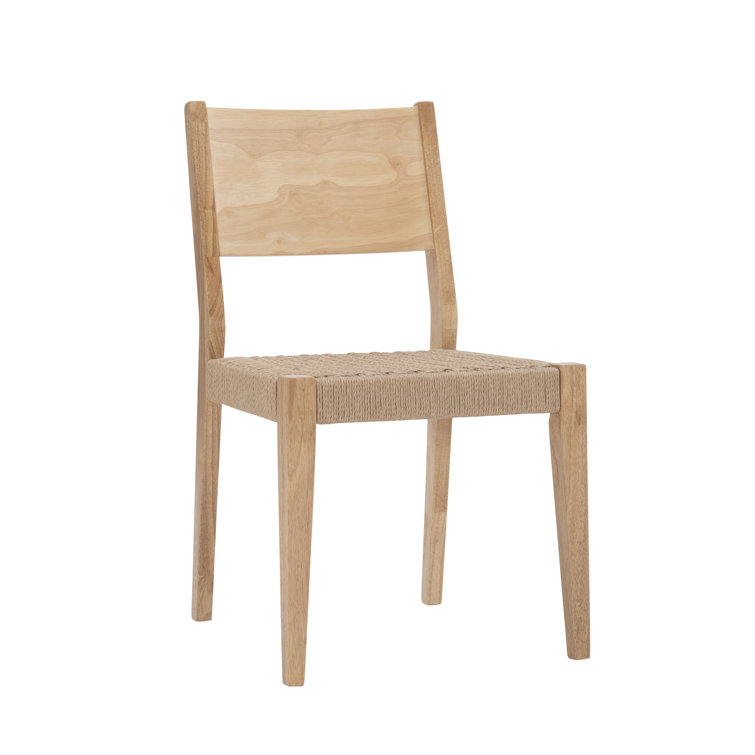 Midcentury Natural Brown Basketweave Rope & Wood Dining Chair Set
